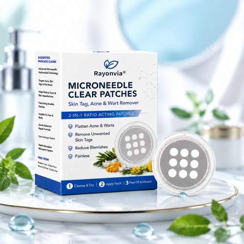 🔥2-in-1 Microneedle & Hydrocolloid Patch🍀| Removes Raised Moles, Acne, Flat Warts & Skin Tags | Helps Improve Wrinkles, Scars & Blemishes | Invisible Patches for Face & Body
